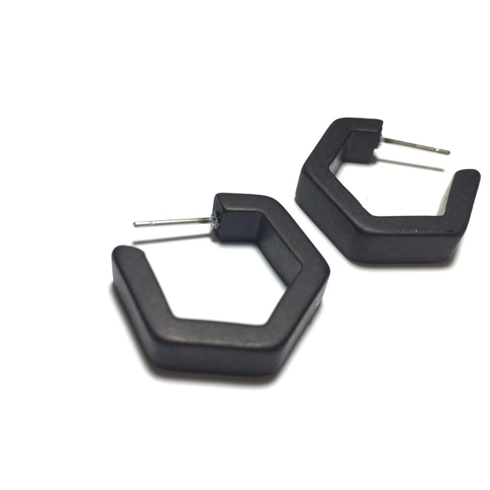 Frosted Vintage Honeycomb Lucite Hoops Earrings